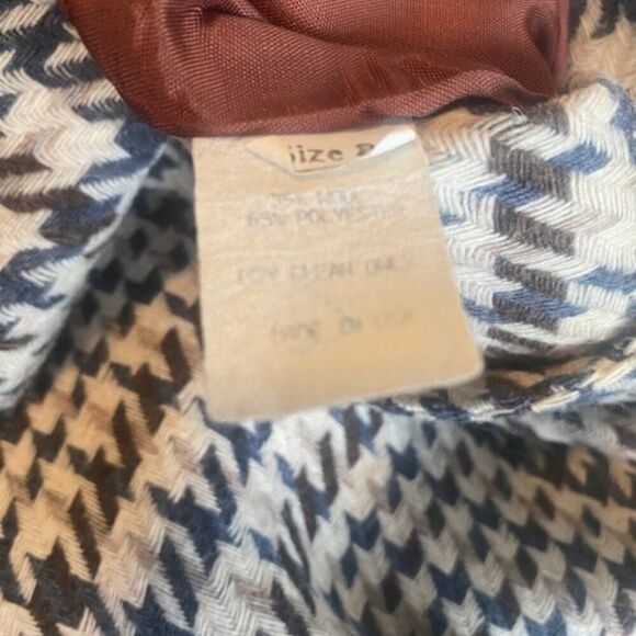 Tofy Vintage Blue/Tan/Brown houndstooth pattern Wool blend blazer, size 8 - Picture 5 of 5